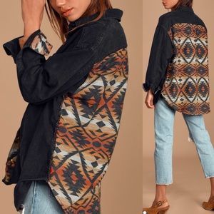 🆕 Free People Black Multi Print Chambray Top
